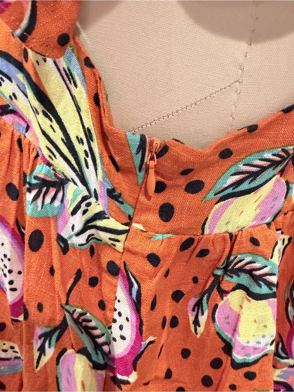Kourt Women's Orange Fruit Print  Square-Neck Mini Dress with Flutter Sleeves - Picture 10 of 16
